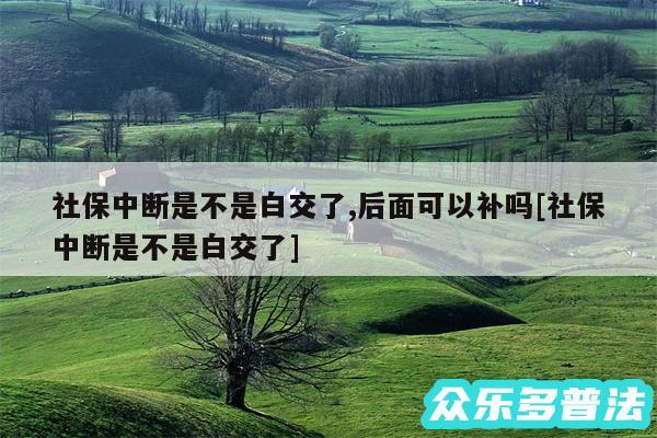 社保中断是不是白交了,后面可以补吗及社保中断是不是白交了