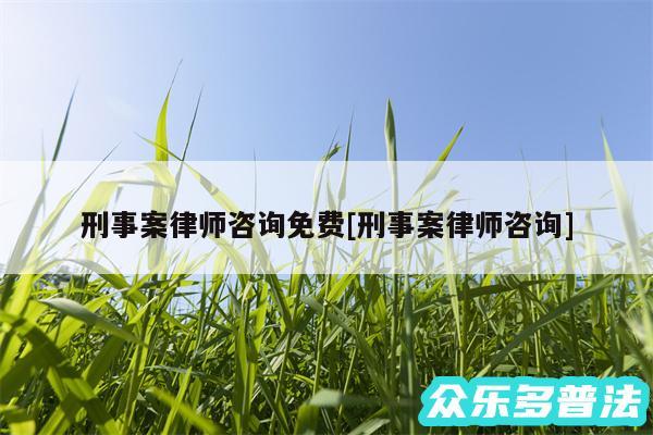 刑事案律师咨询免费及刑事案律师咨询