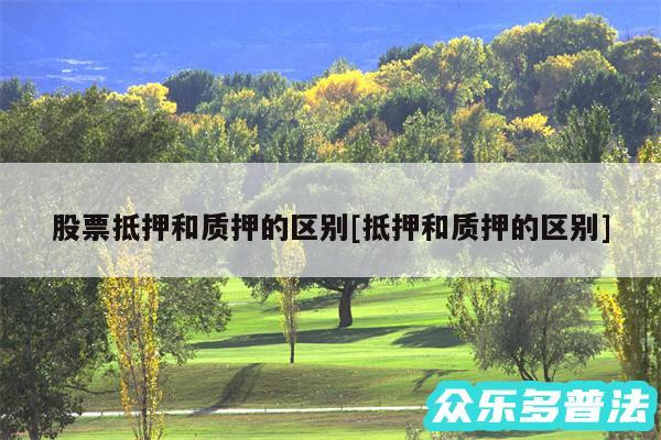 股票抵押和质押的区别及抵押和质押的区别