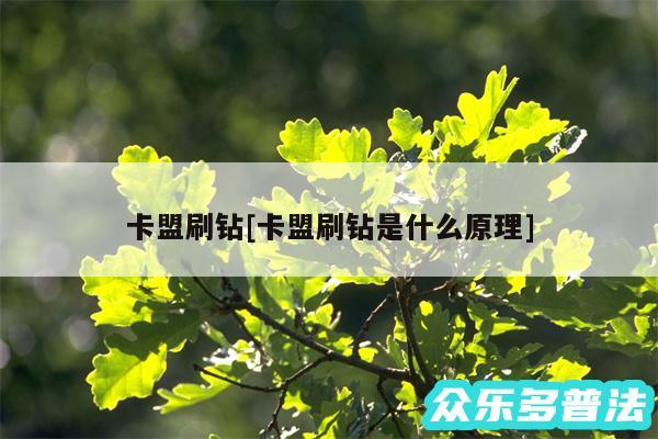 卡盟刷钻及卡盟刷钻是什么原理