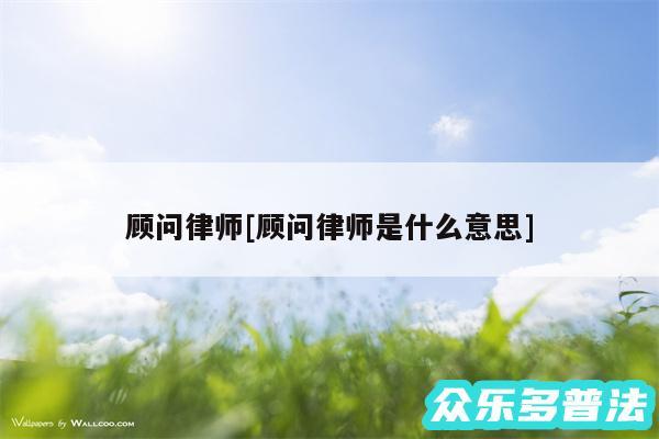 顾问律师及顾问律师是什么意思