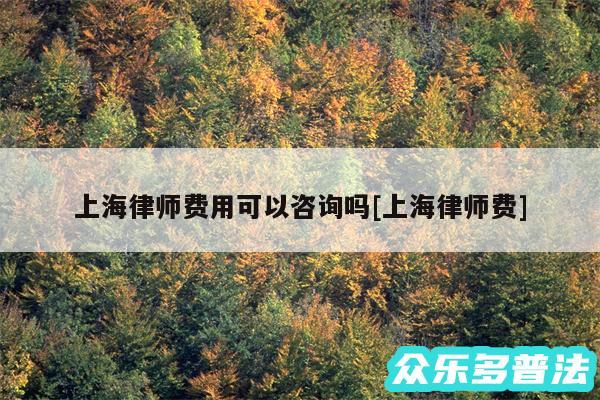 上海律师费用可以咨询吗及上海律师费
