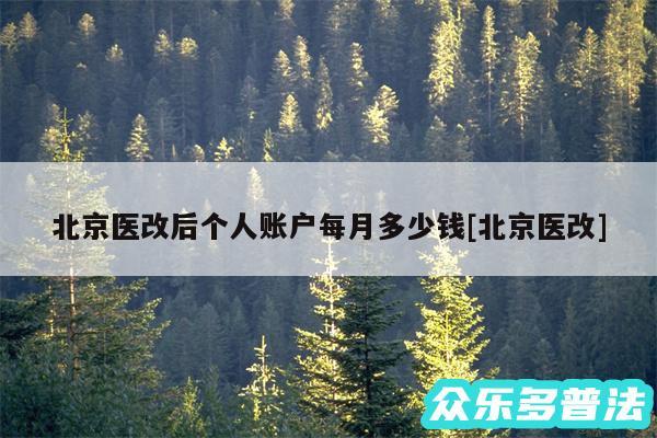 北京医改后个人账户每月多少钱及北京医改